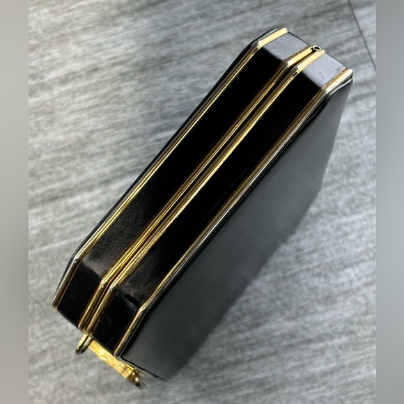 VTG LS Leather School Monastery S Croce Florence Italy Black Gold Evening Bag 7” - Picture 4 of 16